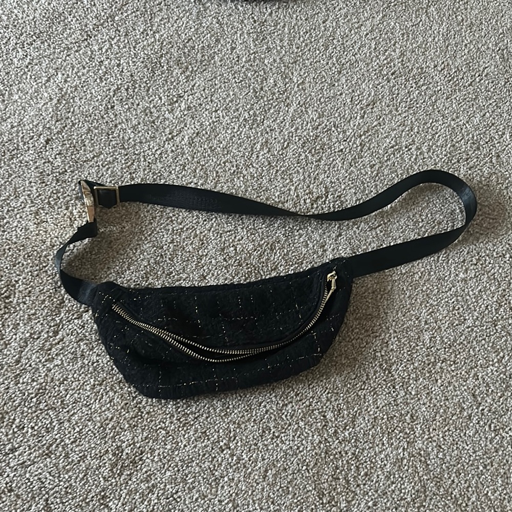 Generation Love Black Belt Bag with Gold Accents